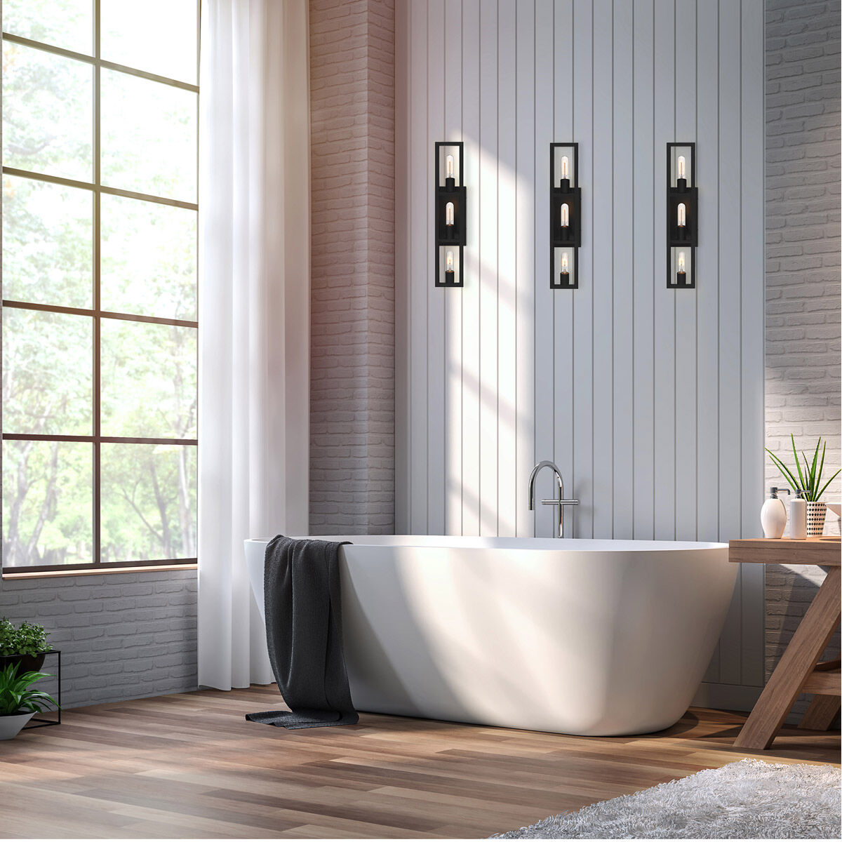 Urban Oasis 3 Light 25 inch Matte Black Vanity Light Wall Light